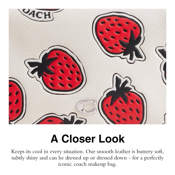 NWT Coach Essential Cosmetic Pouch with Strawberry Print - Picture 5 of 5